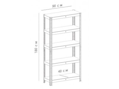 Стеллаж металлический Skiper SM-1805 (180*90*40 см, 5 полок, МДФ 4 мм)